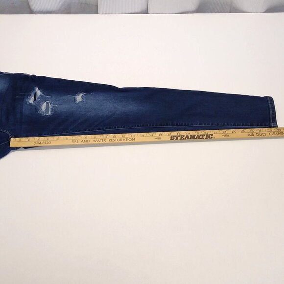 Maurices Distressed Skinny Jean M-Short Blue Denim Ripped Details Cotton Spandex - Picture 9 of 9